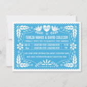 Papel picado houdt van blauwe bruiloft kaart (Voorkant)