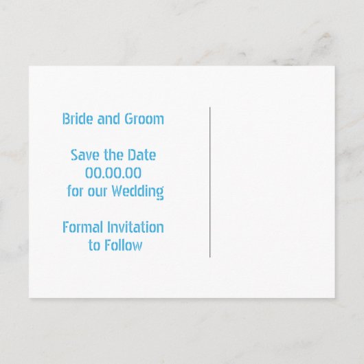 Papel picado houdt van een blauwe bruiloft met beh aankondigingskaart (Achterkant)