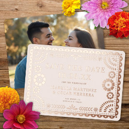 Papel Picado Huwelijksfoto Folie Save The Date Kaa Uitnodiging
