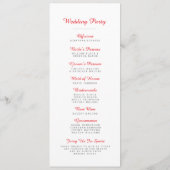 Papel Picado huwelijksprogramma - rood Programmakaart (Achterkant)