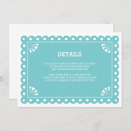 Papel Picado Insert Kaart - Blauw (Voorkant / Achterkant)