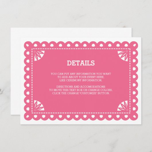 Papel Picado Insert Kaart - roze (Voorkant / Achterkant)