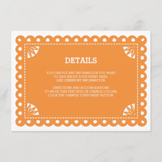 Papel Picado Insert Kaart - Sinaasappel (Voorkant)