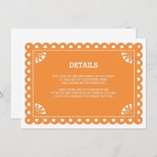 Papel Picado Insert Kaart - Sinaasappel (Voorkant / Achterkant)