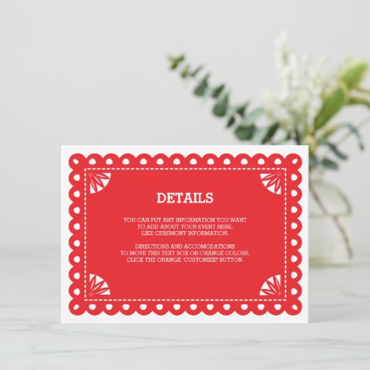 Papel Picado Insert Kaart - Sinaasappel (Staand voorkant)