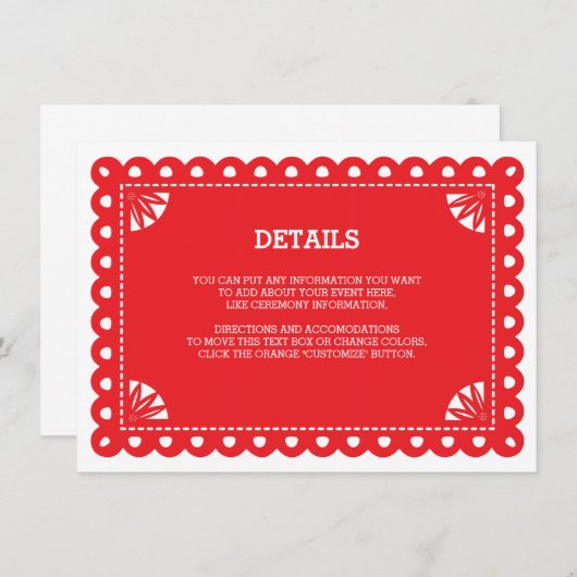 Papel Picado Insert Kaart - Sinaasappel (Voorkant / Achterkant)