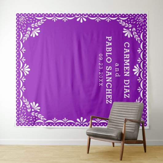 Papel Picado Kleurrijke Mexicaanse Bruiloft Wandkleed (In Situ (horizontaal))