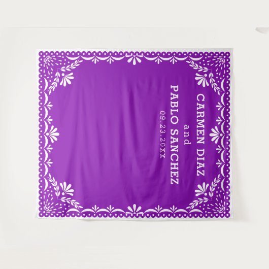 Papel Picado Kleurrijke Mexicaanse Bruiloft Wandkleed (Voorkant (horizontaal))