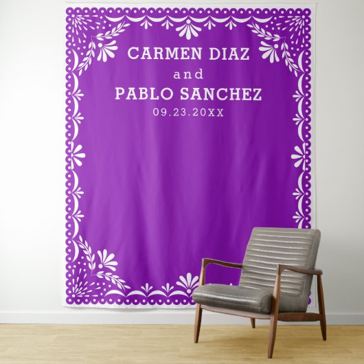 Papel Picado Kleurrijke Mexicaanse Bruiloft Wandkleed (In situ)