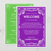 Papel Picado Kleurrijke Mexicaanse Welkomstkaart v Kaart (Voorkant / Achterkant)