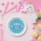 Papel picado liefde vogels blauw Mexicaanse bruilo Papieren Bordje (Feest)