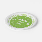 Papel picado liefde vogels groene Mexicaanse bruil Papieren Bordje (Gekanteld)