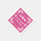 Papel picado liefde vogels heet roze bruiloft fies servet (Hoek)