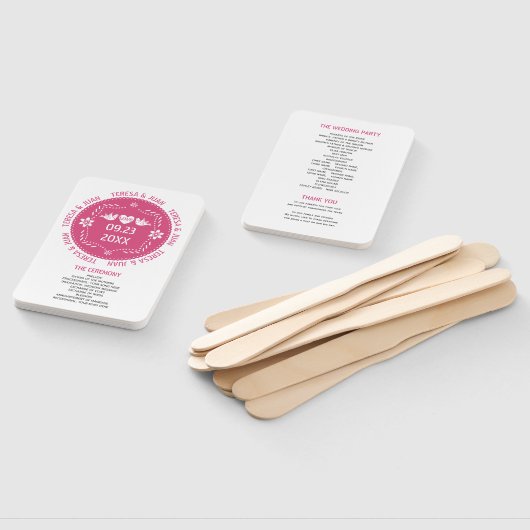 Papel picado liefde vogels heet roze bruiloft prog handwaaier (Niet-gemonteerd)