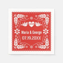Papel picado liefde vogels rode bruiloft fiesta servetten