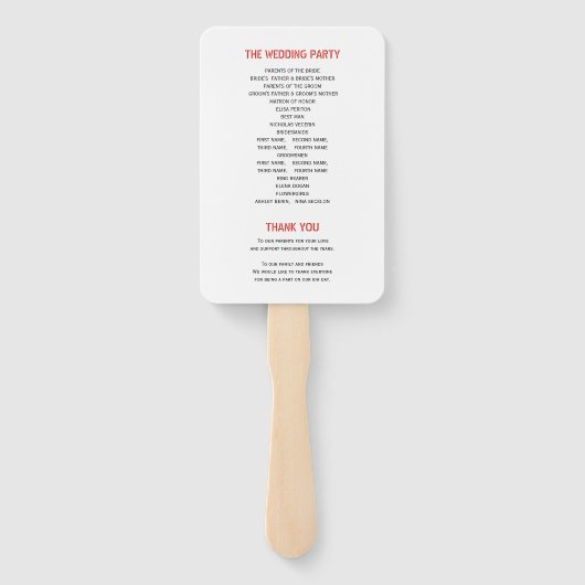 Papel picado liefde vogels rode bruiloft programma handwaaier (Achterkant)