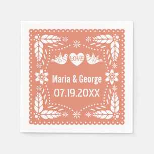 Papel picado liefdes vogels perzik huwelijksfeest  servet