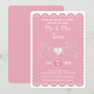 Papel Picado Love Bird Pink Couples Weddenschap Sh Kaart