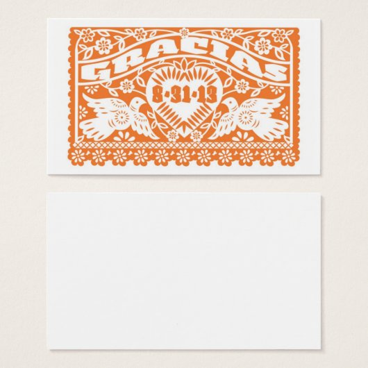 Papel Picado Lovebirds Sinaasappel Label Visitekaartje (Voorkant /achterkant)