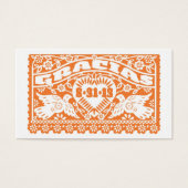 Papel Picado Lovebirds Sinaasappel Label Visitekaartje (Voorkant)
