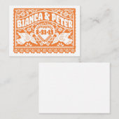 Papel Picado Lovebirds Sinaasappel Place kaart Plaatskaartje (Voorkant / Achterkant)