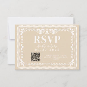 Papel Picado Mexicaans Neutraal RSVP-reactiekaart RSVP Kaartje