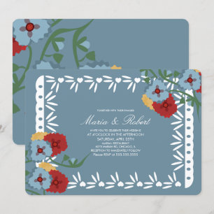 Papel Picado Mexicaanse Bloemige Bloemen Fiesta Kaart