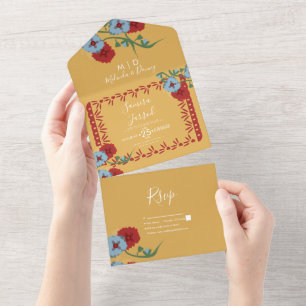 Papel Picado Mexicaanse Bloemrijke Wijnstokken Bot All In One Uitnodiging