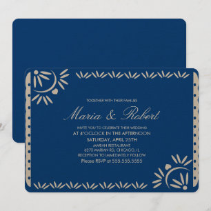 Papel Picado Mexicaanse Botanische Trouwdag Blauw Kaart