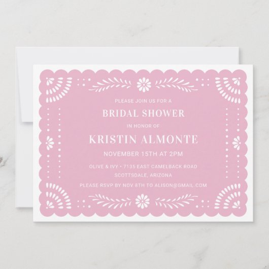 Papel Picado Mexicaanse bruids douche uitnodiging (Voorkant)