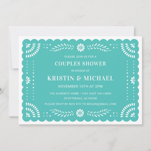 Papel Picado Mexicaanse Koppels Douche Uitnodiging (Voorkant)