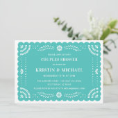 Papel Picado Mexicaanse Koppels Douche Uitnodiging (Staand voorkant)