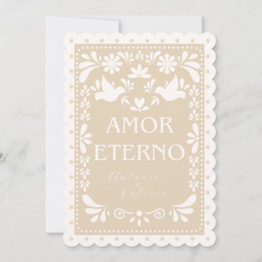 Papel Picado Mexicaanse neutrale bruiloft uitnodig Kaart (Achterkant)