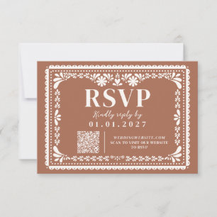 Papel Picado Mexicaanse Neutrale Trouw RSVP Kaart