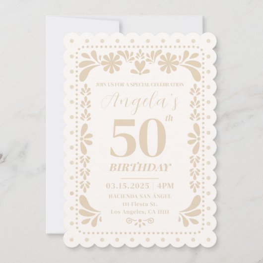 Papel Picado Mexicaanse Neutrale Verjaardag Uitnod Kaart (Voorkant)