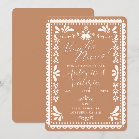 Papel Picado Mexicaanse Trouwdouche Viva Los Novio Kaart (Voorkant / Achterkant)