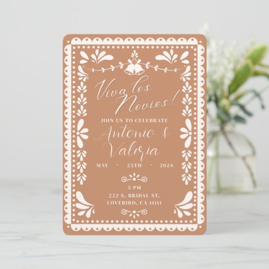 Papel Picado Mexicaanse Trouwdouche Viva Los Novio Kaart (Staand voorkant)