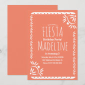 Papel Picado Mexican Birthday Fiesta Floral Border Kaart (Voorkant / Achterkant)