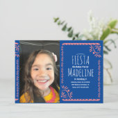 Papel Picado Mexican Birthday Fiesta Floral Foto Kaart (Staand voorkant)