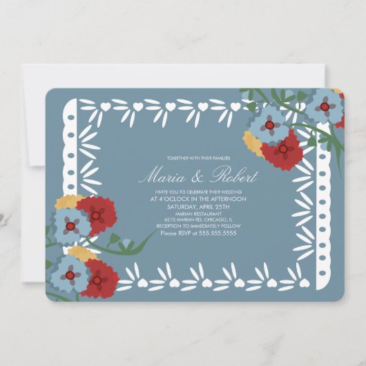 Papel Picado Mexican Botanical Florals Fiesta Kaart (Voorkant)