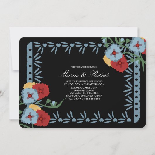 Papel Picado Mexican Botanical Florals Fiesta Kaart (Voorkant)