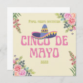 Papel Picado Mexican Botanical Florals Fiesta Kaart (Voorkant / Achterkant)