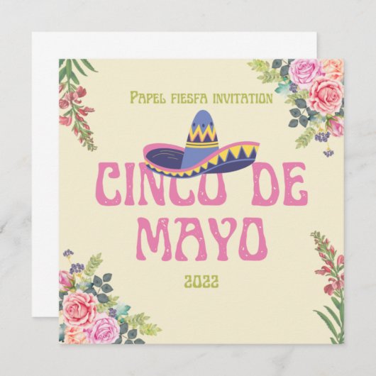 Papel Picado Mexican Botanical Florals Fiesta Kaart (Voorkant / Achterkant)