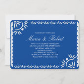 Papel Picado Mexican Botanical Wedding Blue Kaart (Voorkant)
