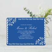 Papel Picado Mexican Botanical Wedding Blue Kaart (Staand voorkant)