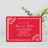 Papel Picado Mexican Botanical Wedding Red Kraft Kaart (Staand voorkant)