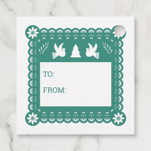 Papel Picado Mexican Christmas Gift Label (Achterkant)