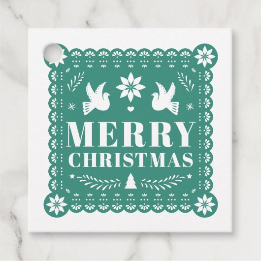 Papel Picado Mexican Christmas Gift Label (Voorkant)