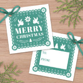 Papel Picado Mexican Christmas Gift Label