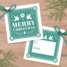 Papel Picado Mexican Christmas Gift Label